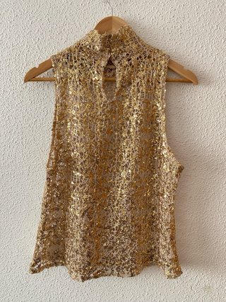 Blusa Lelloue Lentejuelas Doradas