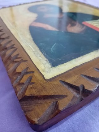 Icona Sacra Cristo Pantocratore Legno Intagliato