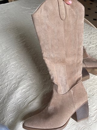 Stivali alti beige in stile western
