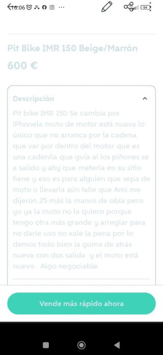 Pit Bike Enduro/Motocross Amarilla
