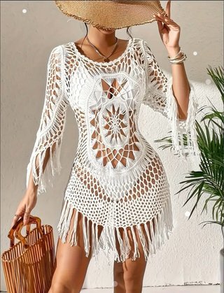 Vestido de playa crochet blanco NUEVO