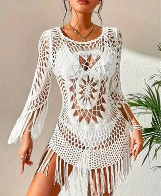 Vestido de playa crochet blanco NUEVO