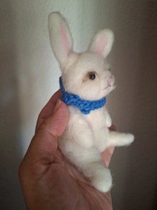 Muñeco Conejo Blanco Tejido
