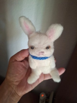 Muñeco Conejo Blanco Tejido