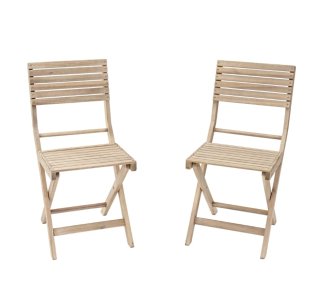 Mesa plegable madera jardín y Set de dos sillas