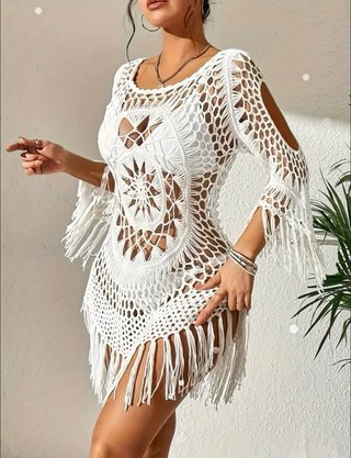 Vestido de playa crochet blanco Nuevo