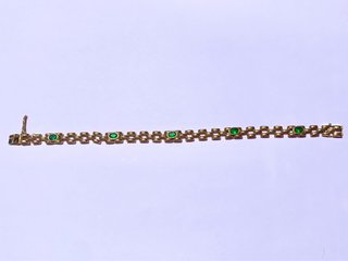 Pulsera oro 18k 7,9g con piedras verdes