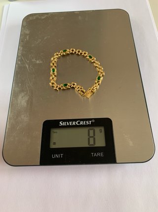 Pulsera oro 18k 7,9g con piedras verdes