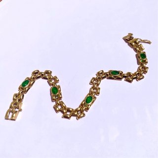 Pulsera oro 18k 7,9g con piedras verdes