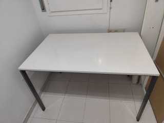Mesa de comedor blanca/acero 125x74 cm