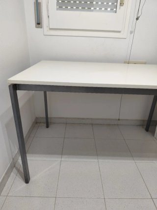 Mesa de comedor blanca/acero 125x74 cm