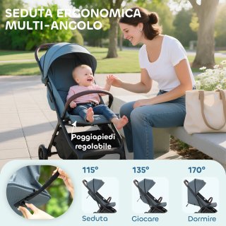 Passeggino per Bambini con Tettuccio Regolabile e