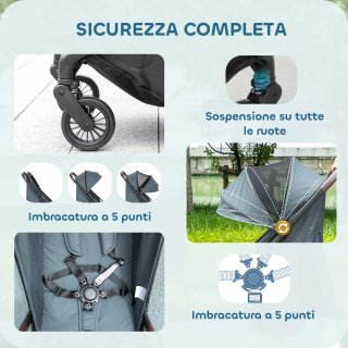 Passeggino per Bambini con Tettuccio Regolabile e