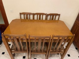 Conjunto de mesa comedor con 6 sillas+mesa auxiar