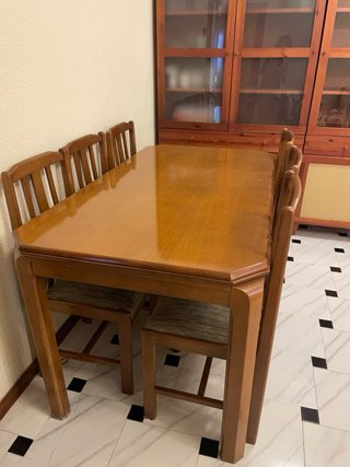Conjunto de mesa comedor con 6 sillas+mesa auxiar
