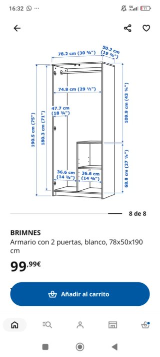Armario Ikea Brimnes 2 puertas