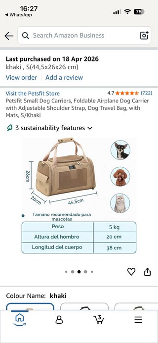 Transportín perro/gato Petsfit Beige S