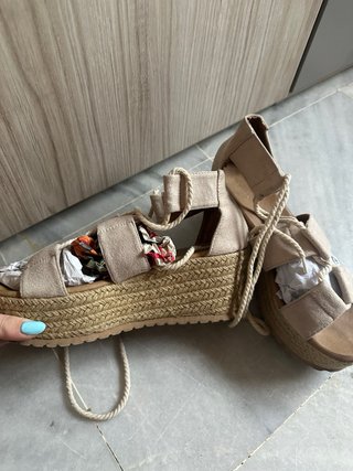 Sandalias esparto mujer beige