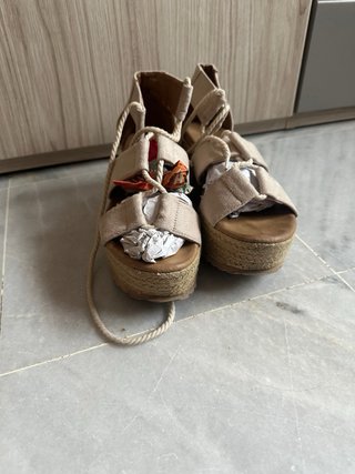 Sandalias esparto mujer beige