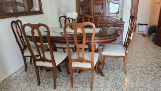 Mesa comedor madera maciza y cristal