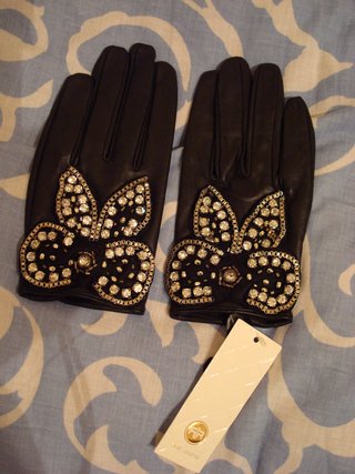 Guantes River island negros con pedrería talla S/M