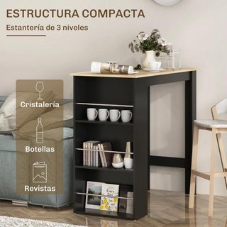 Mesa Bar Cocina Alta 3 Estantes Estilo Moderno