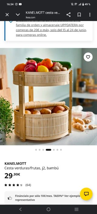 Cesta de bambú para comida