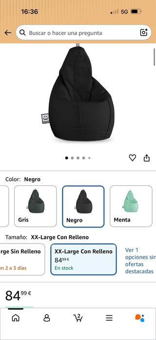 Puff XXL Happers Negro Piel Sintética