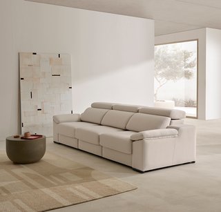 Sofá Chaise Longue Reclinable y Deslizante Beige