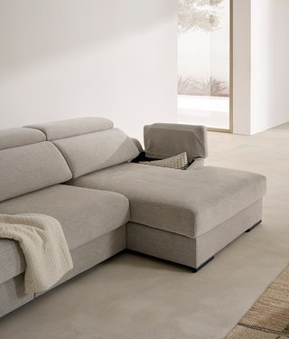 Sofá Chaise Longue Reclinable y Deslizante Beige