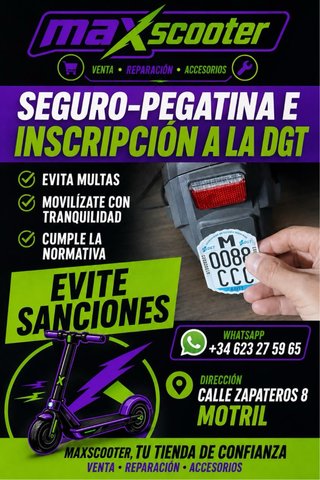 Assicurazione e adesivo DGT per monopattini elettrici