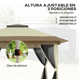Cenador Plegable 3,6x3,6m con Laterales