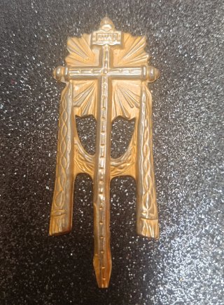 Aplique / Emblema Religioso Antiguo - Cruz con Sud
