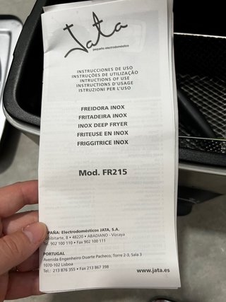 Freidora Jata 1,5 Litros Inoxidable