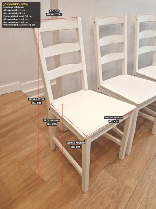 Pack 4 Sillas Madera Blancas IKEA
