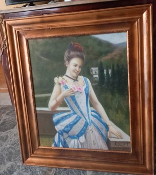 Quadro donna con fiori
