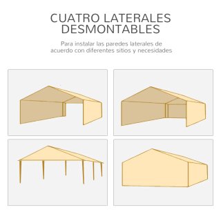 Cenador 6x3m Desmontable con 4 Ventanas