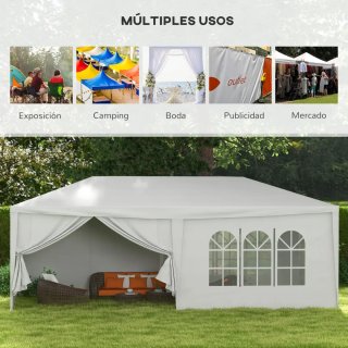 Cenador 6x3m Desmontable con 4 Ventanas