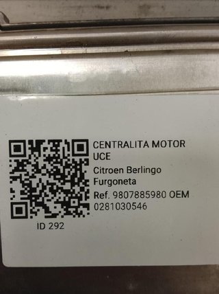 Centralita 0281030546 citroen berlingo 1.6 mt 292