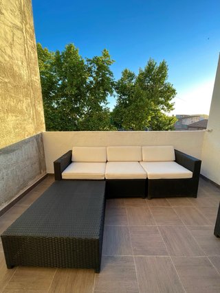 Conjunto sillones ratán jardín negro/blanco
