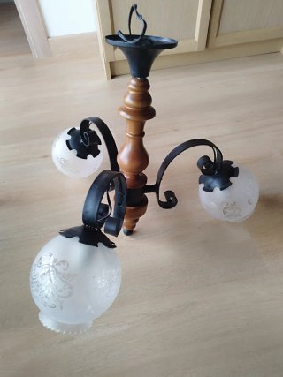 Lámpara de techo 3 luces madera y metal