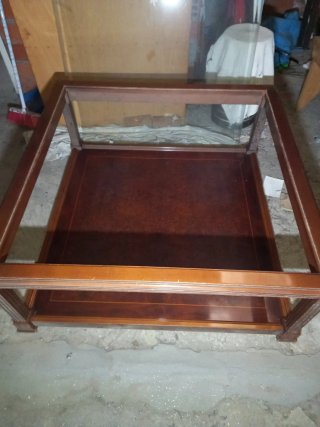 Mesa de centro madera y cristal 110x110