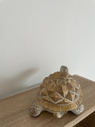 Tortuga Decorativa Resina Dorada