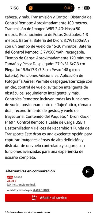 Dron con mando y accesorios + 3 baterias extra