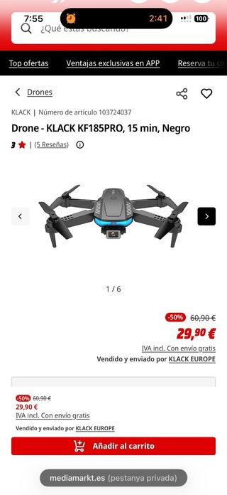Dron con mando y accesorios + 3 baterias extra