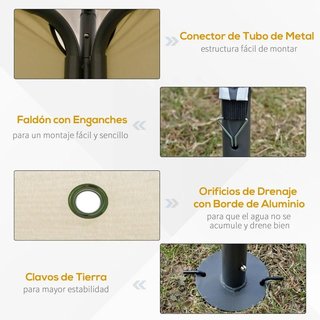 Gazebo Exterior Doble Techo Anti UV Beige 345cm