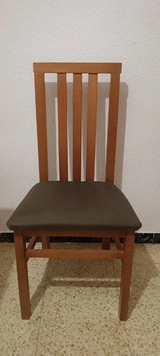 Mesa de comedor de madera y cristal con 6 sillas