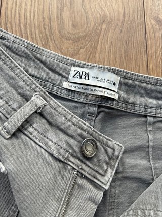 Pantalón largo ancho gris Zara