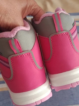 Botas nieve niña rosa y gris talla 33 waterproof