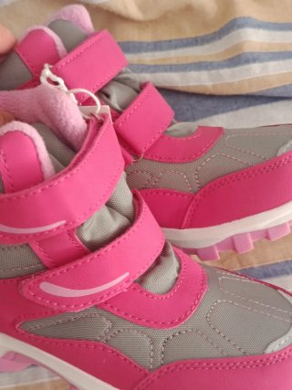 Botas nieve niña rosa y gris talla 33 waterproof